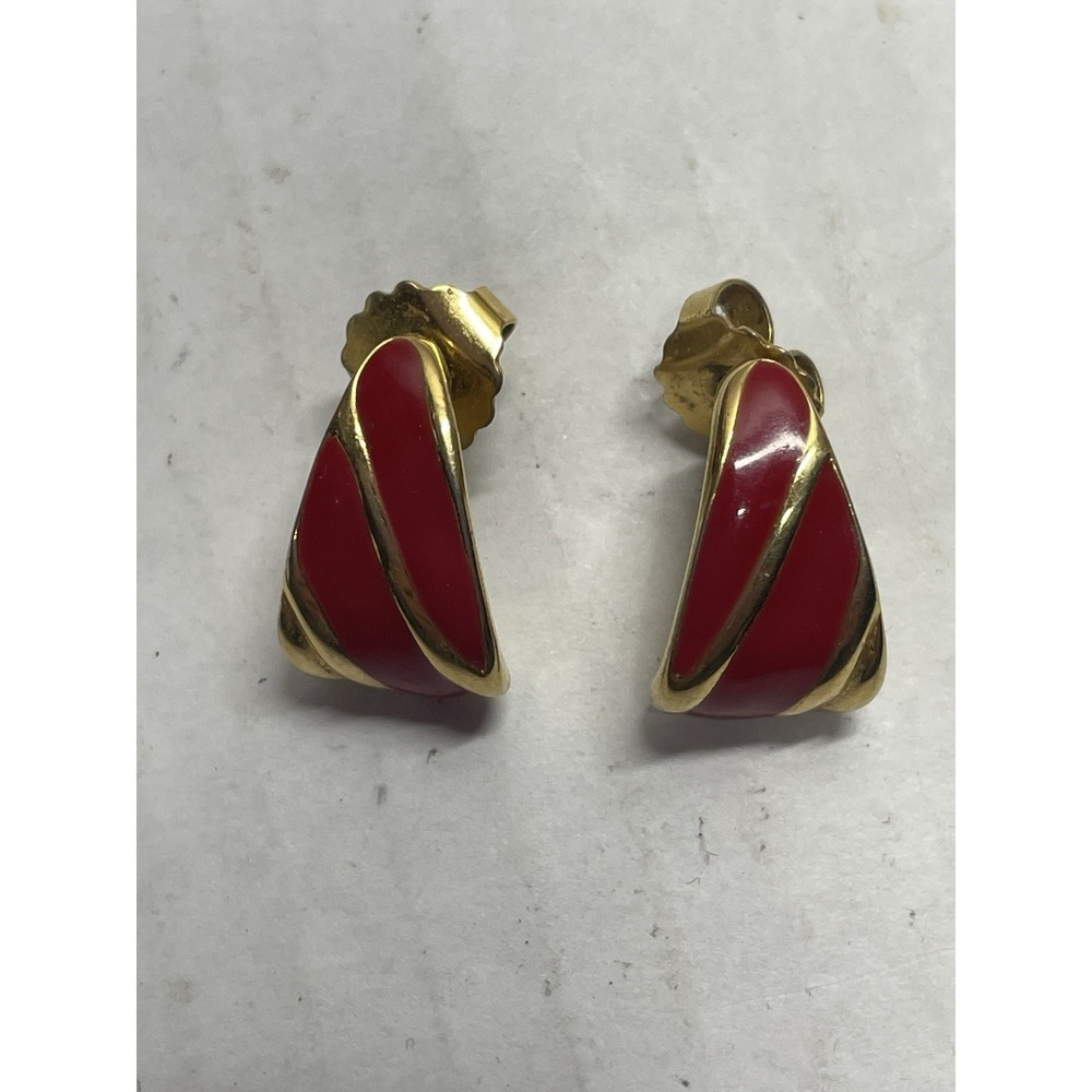 Vintage Monet Red Gold Pierced Earrings EUC